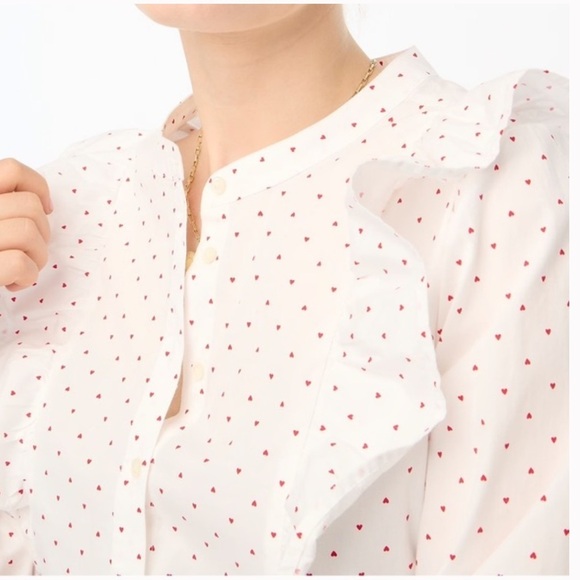 Ladies J CREW BLOUSE WITH HEARTS - Picture 2 of 7